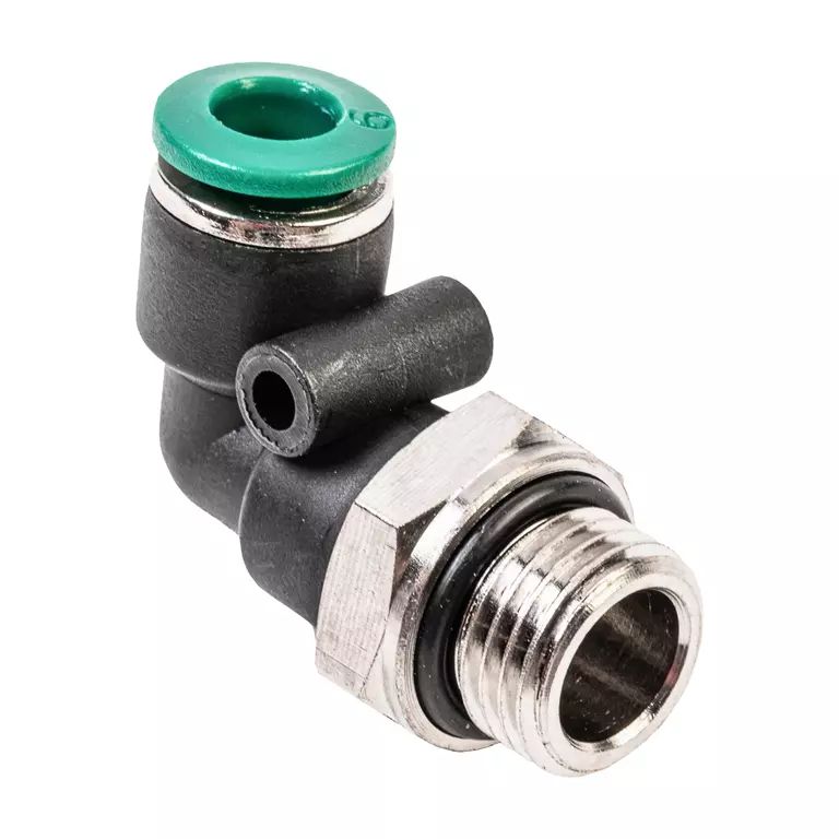 Уголок M3/8" цанга 10 мм, с уплотнением, пластм. корпус Уголок M3/8" цанга 10 мм, с уплотнением, пластм. корпус