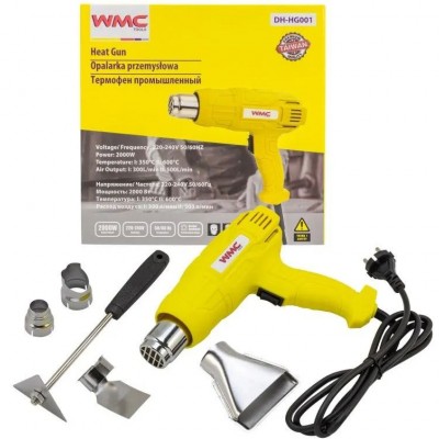 Фен промышленный WMC-DH-HG001 с насадками (220В,50/60Гц,2000Вт, 350/600С°, 300/500л/мин,2 режима) WM