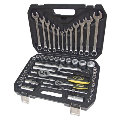 Набор инструмента ER-80061 1/4"&1/2"DR 6-гранный 61 предмет ЭВРИКА 1/3
