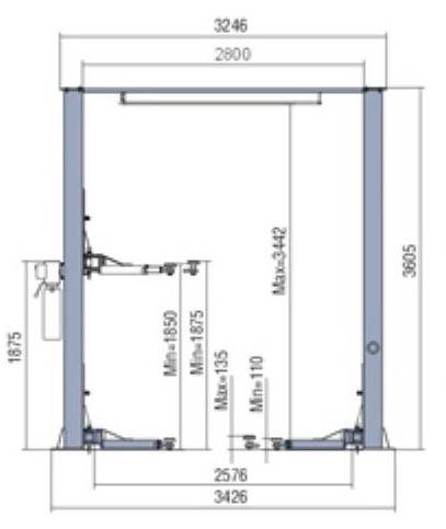 Подъемник 2-х стоечный ROSSVIK V2-4L г/п 4.0т, 220В, электрогидравлический с верхней синхронизацией