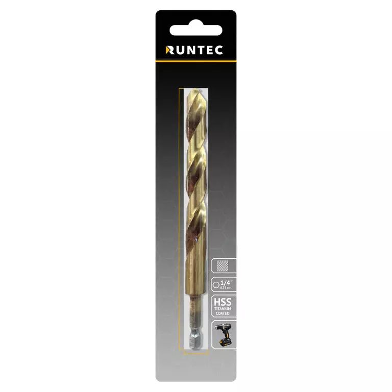 Сверло по металлу Runtec HSS-TiN 10 x 133мм HEX 1/4"
