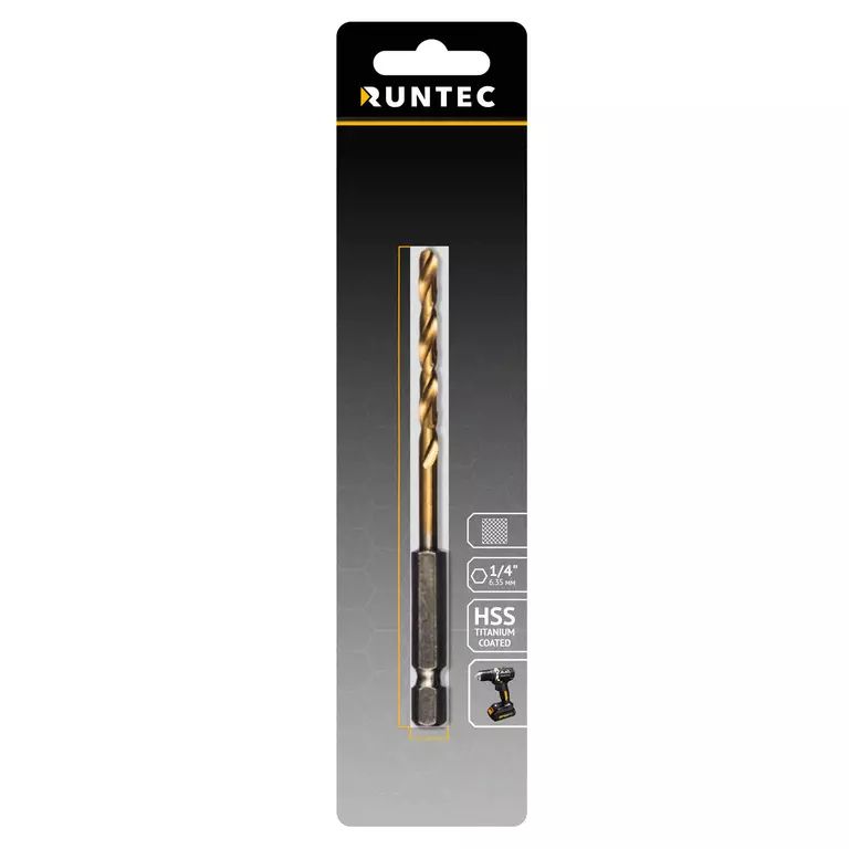 Сверло по металлу Runtec HSS-TiN 6 x 111мм HEX 1/4"