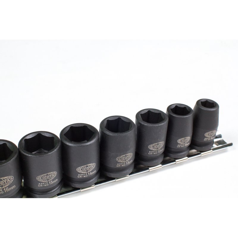 Набор ударных головок 1/4" 10 пр., 5-14мм, на линейке