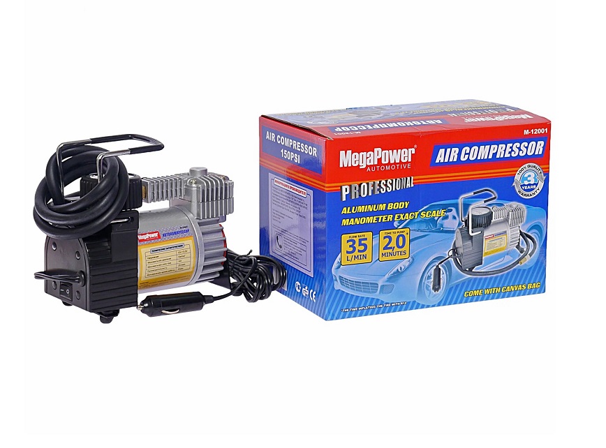 Компрессор M-12001 поршневой 150PSI (35л/мин, 14А) 12V MEGAPOWER /1/8