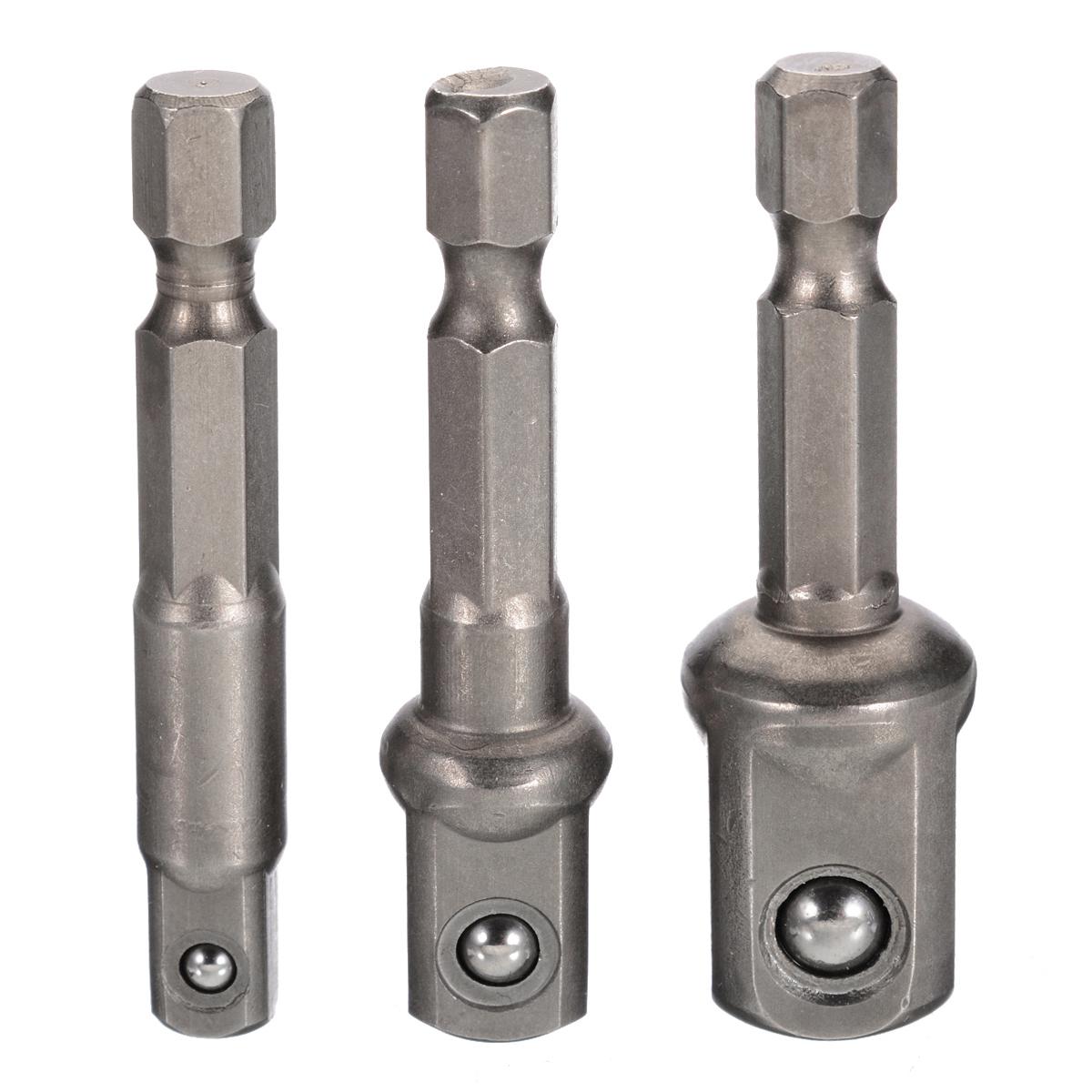 Набор адаптеров ER-9313 под головки 1/2"(75мм) 1/4"(65мм) 3/8"(65мм) 6-гранные для шуруповерта 3 пр.