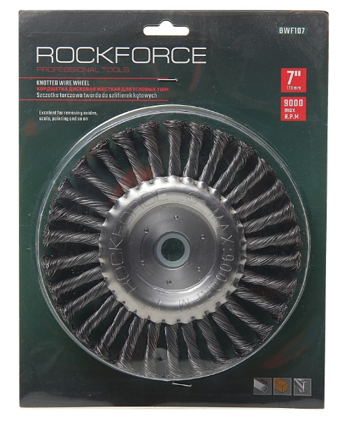 Кордщетка дисковая стальная витая для УШМ 175мм, в блистере  ROCKFORCE /1