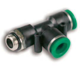 B256/2  L-тройник М1/8" цанги 6 мм, с уплотнением, пластм. корпус