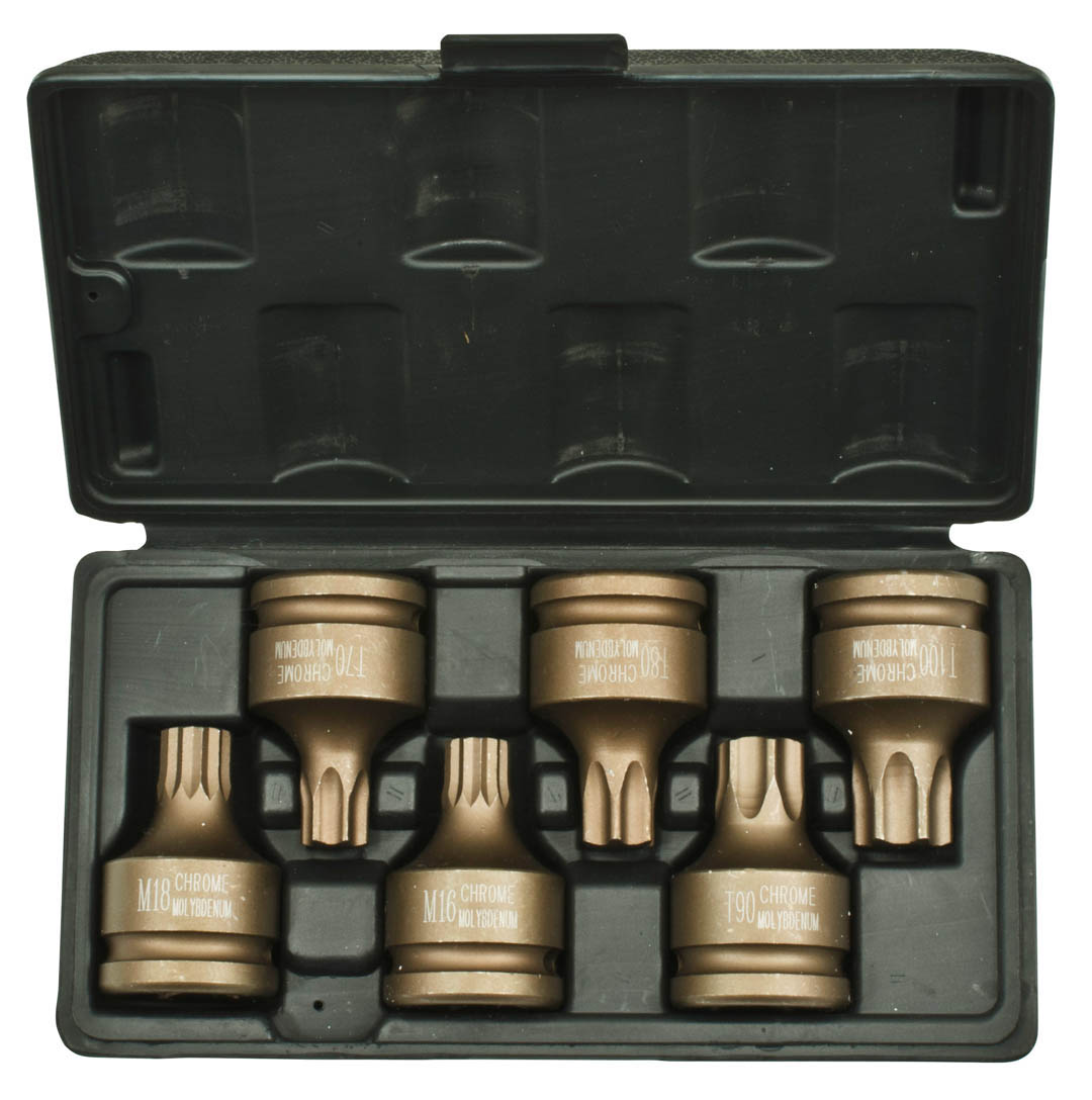 Набор ударных головок 3/4", T70-T100, M16, M18, 6пр.
