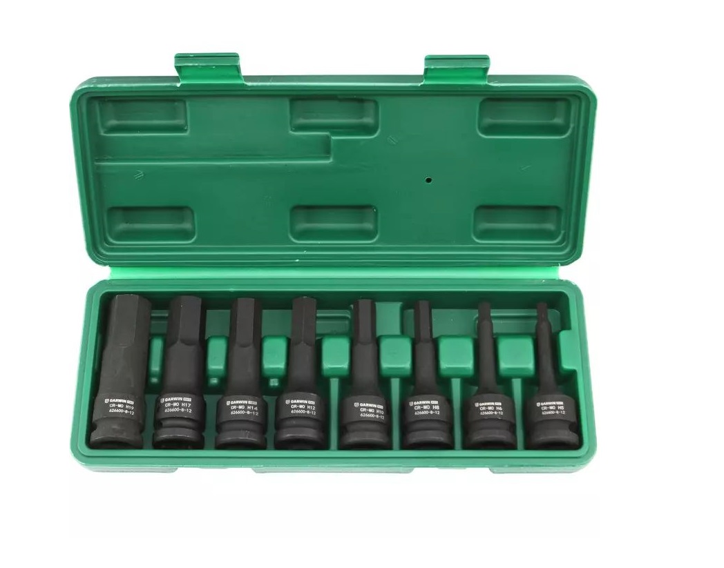 Набор ударных насадок / шестигранников 1/2" 8 пр. HEX H5.H6.H8.H10.H12.H14.H17.H19, L= 78 mm