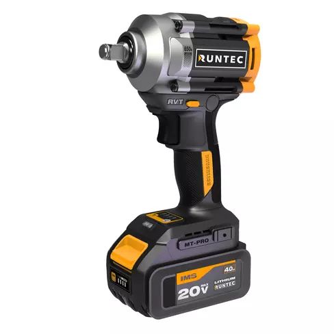 Гайковерт ударный аккумуляторный RUNTEC PRO 1/2", 20В, 2*4Ач, 650Нм