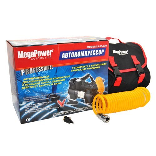 Компрессор M-55020 поршневой двухцилиндровый 150PSI (72л/мин, 30А) с дефлятором 12V MEGAPOWER /1/6 N