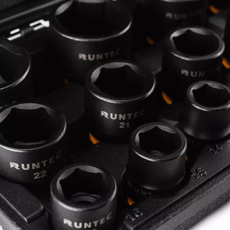 Набор ударных головок RUNTEC 1/2", 10-32 мм, CrMo, 15 предметов